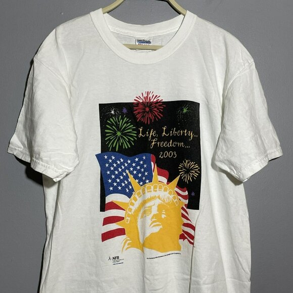 Vintage American Nfb Blind Federation Blindness TShirt Men Sz L Liberty Freedom - Picture 12 of 12